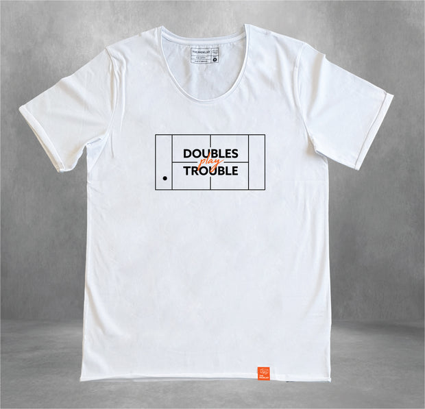 DOUBLES PLAY TROUBLE LOOSE COLLAR SHIRT - WHITE