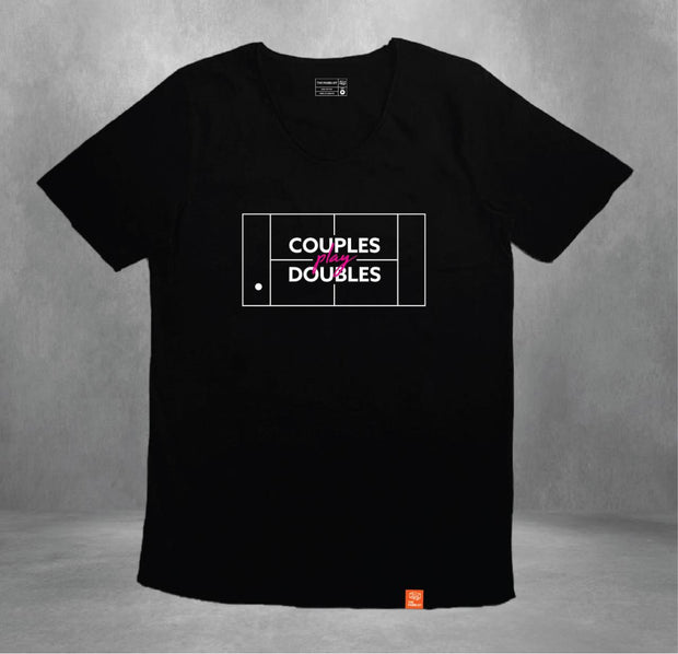 COUPLES PLAY DOUBLES LOOSE COLLAR SHIRT - BLACK