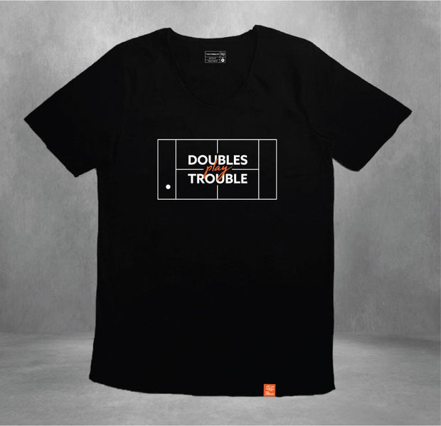 DOUBLES PLAY TROUBLE LOOSE COLLAR SHIRT - BLACK