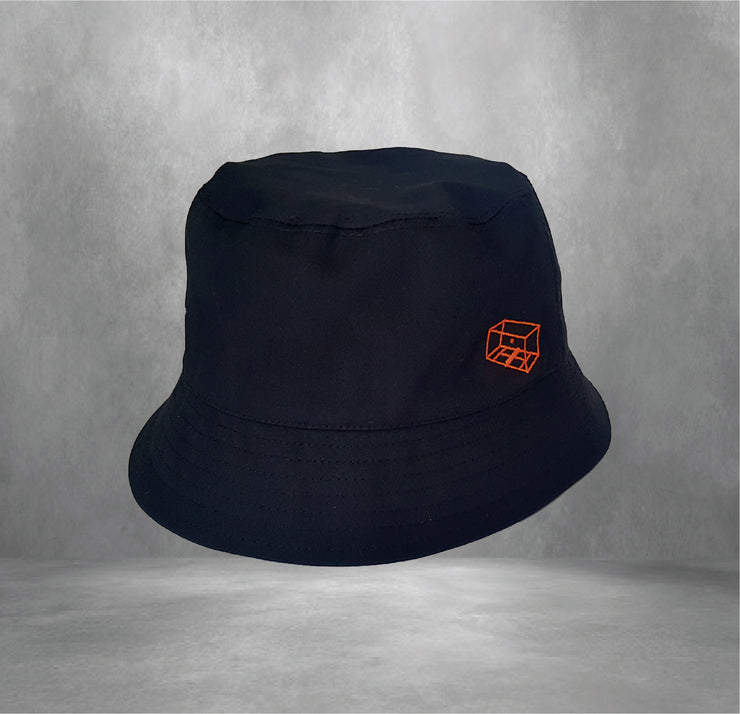 LOGO EMBROIDERED BUCKET CAP - BLACK